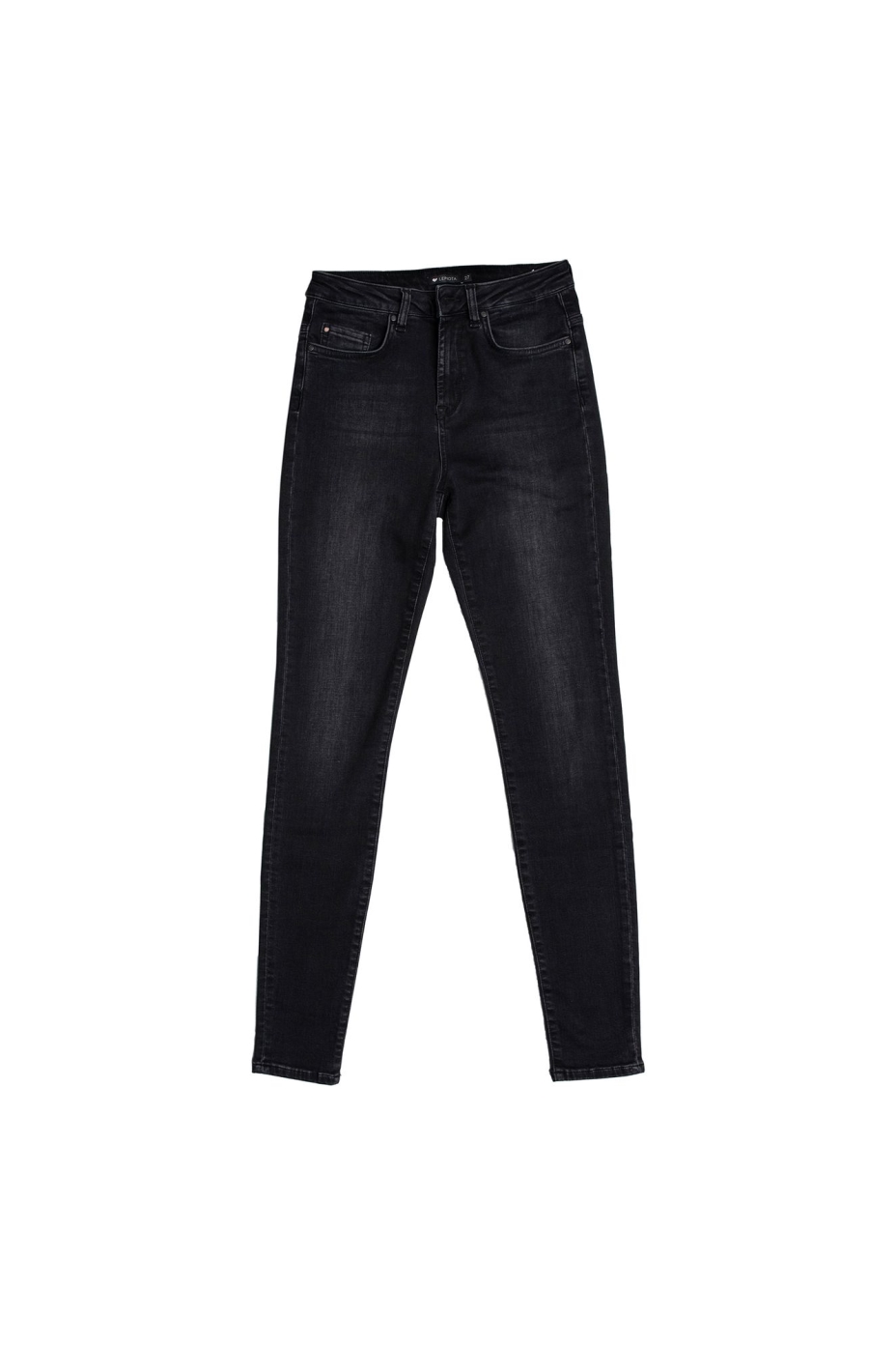 Lovjoi Damen vegan Skinny Jeans Lepiota Used Schwarz