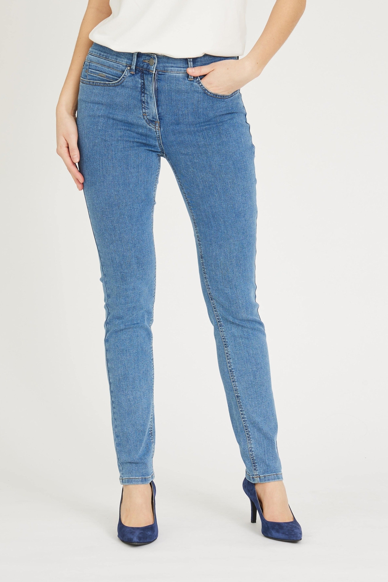 LAURIE Damen vegan Jeans Agatha Slim Ml Blau Denim
