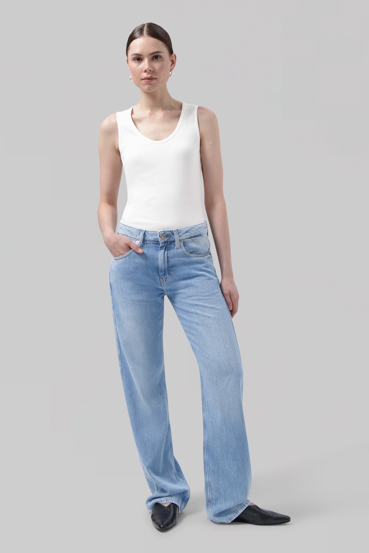 MUD Jeans Damen vegan Lose Jeans Jamie Flow Stone Vintage
