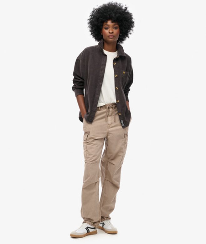 Superdry Para Cargobroek met Lage Taille Beige