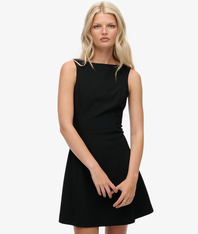 Superdry Mini-jurk met Lage Ruguitsnijding Black