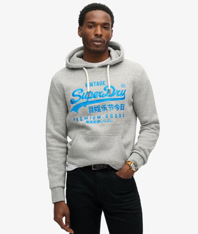 Superdry Neon Hoodie met Print Grijs