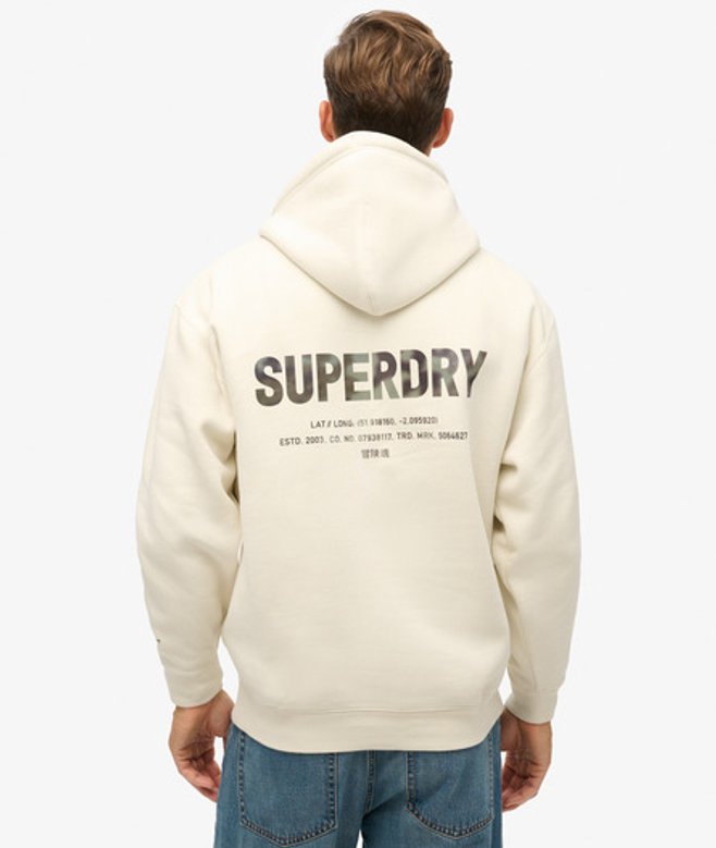 Superdry Utility Sport Hoodie met Logo en Losse Pasvorm Crème