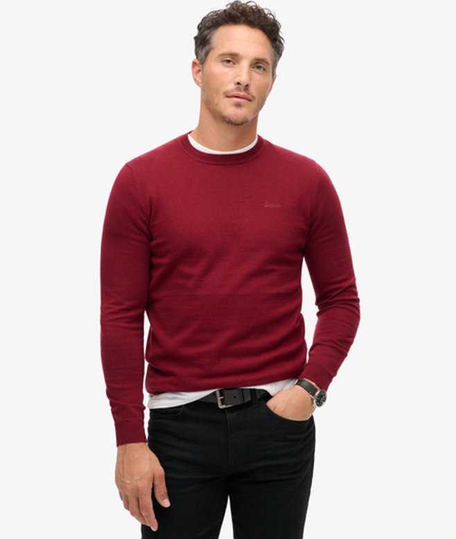 Superdry Trui met Ronde Hals van Biologisch Katoen en Kasjmier Rood
