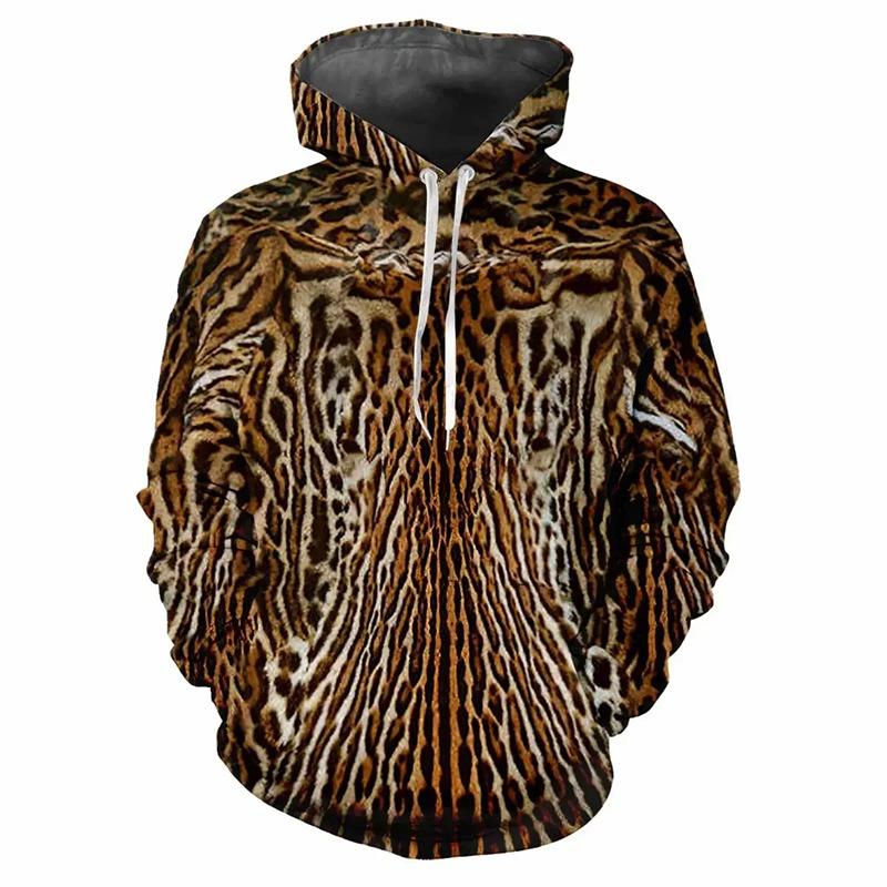 Little red horse Heren Herfst Luipaard Print Serie 3D Digitaal Print Pullover Hoodie Mode Trend Sweatshirt Man XXL