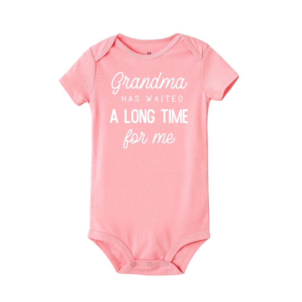 Jiangkao Oma heeft lang op mij gewacht, baby bodysuit, pasgeboren jongen, meisjes katoenen romper 3M roze/wit