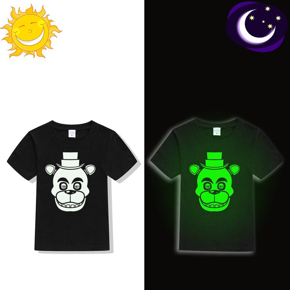 Jiangkao Glow In Dark Luminous Fluorescent FNAF Kinder T-shirt voor Jongens Meisjes Kinderen Five Night At Freddy Cloth 8