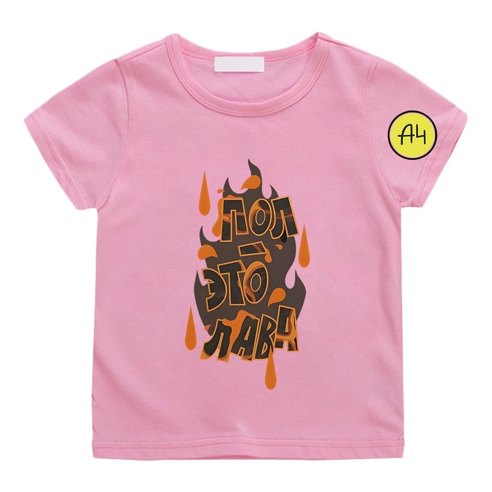 Rice grain childrens clothing factory direct sales Merch A4 VladA4 T-shirt 100% katoen T-shirt met korte mouwen Casual jongens en meisjes Kinderen Baby-t-shirts Grappige grafische bedrukte tees 150 roze
