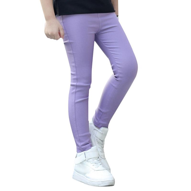 LuckyFebruary Kinderen Meisjes Candy Kleur Katoen Slim Fit Potlood Broek Casual Elastische Broek met Zak Effen Legging 120