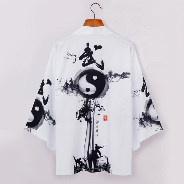 Four Four Snake Demon Print Jas Japanse Kimono Vest Shirt Vrouwen Haori Yukata Cosplay Mannen Traditionele Kleding XL