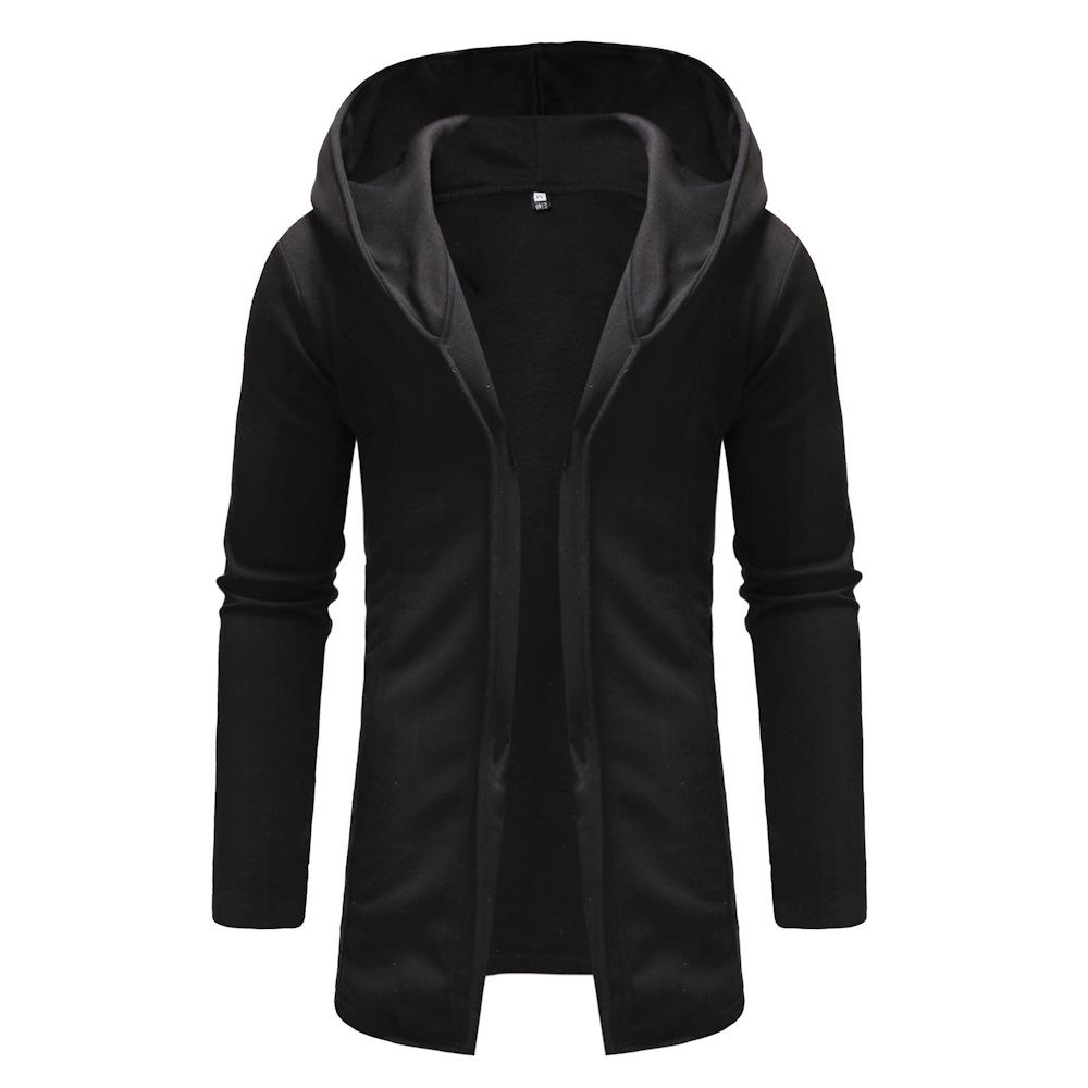 Mille Herfst Heren Casual Mid-Length Effen Kleur Capuchon Lange Mouw Cardigan L