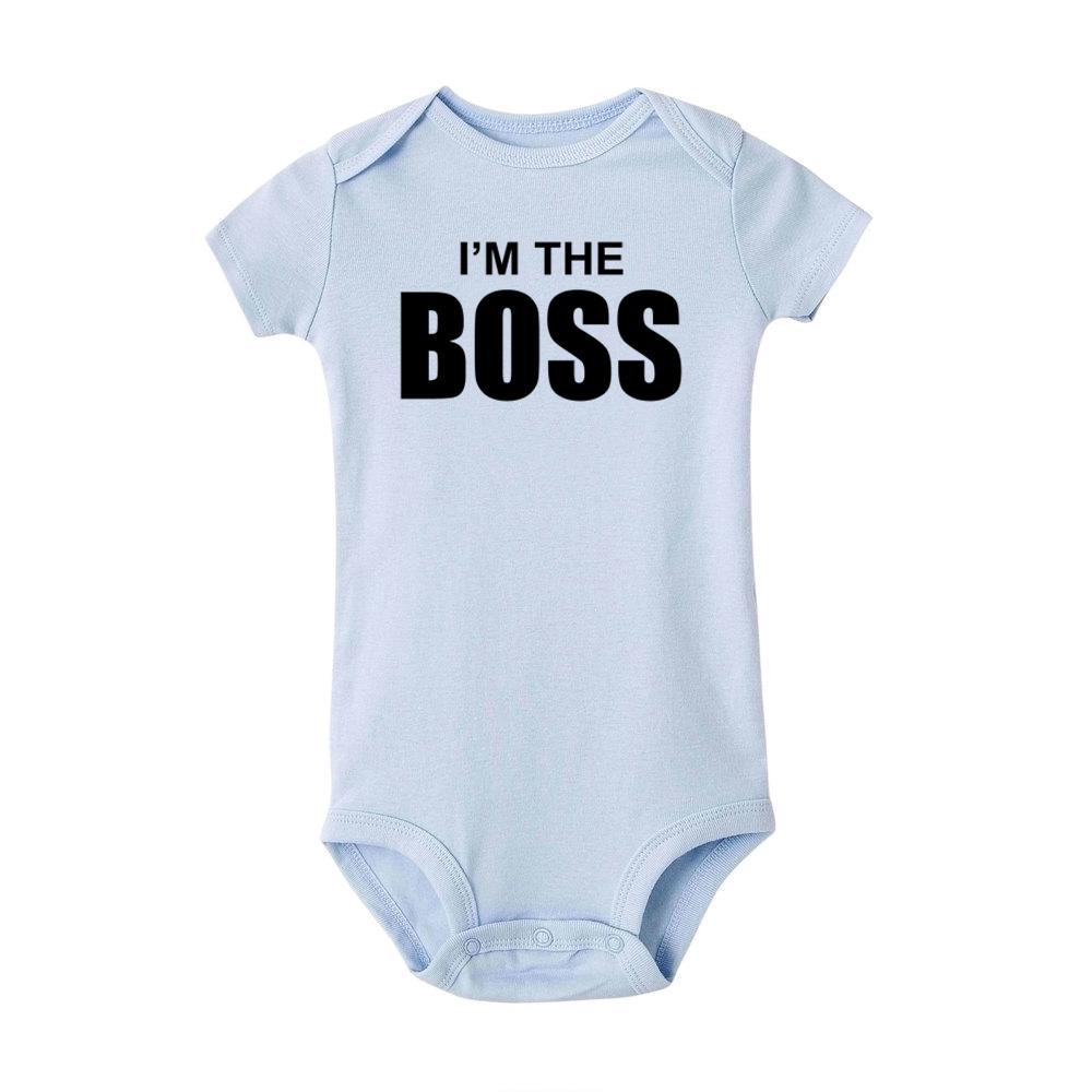 Jiangkao Ik ben de baas print grappige pasgeboren katoenen romper baby schattige jumpsuit bodysuit 24M