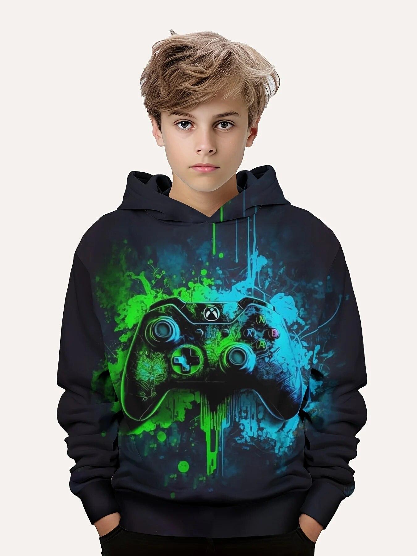 ETST 07 Gamepad Hoodies Jongenskleding 3-14 Jaar Kinderen Hoodie Jongens Tops Lange Mouwen Sweatshirt Kindermode Kinderkleding 140