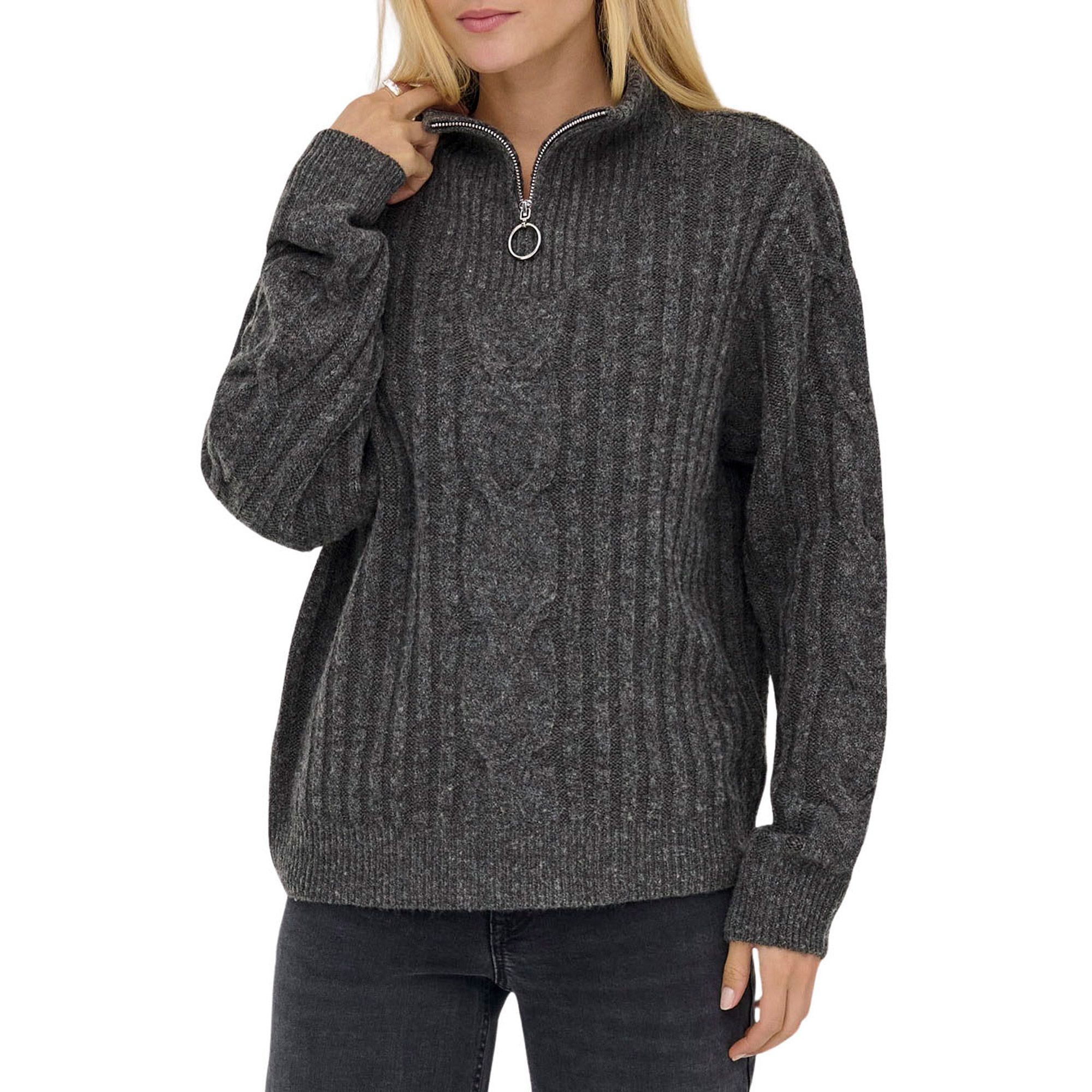 JDY Trui met staande kraag ANDREA L/S ZIP CABLE PULLOVE KNT NOOS