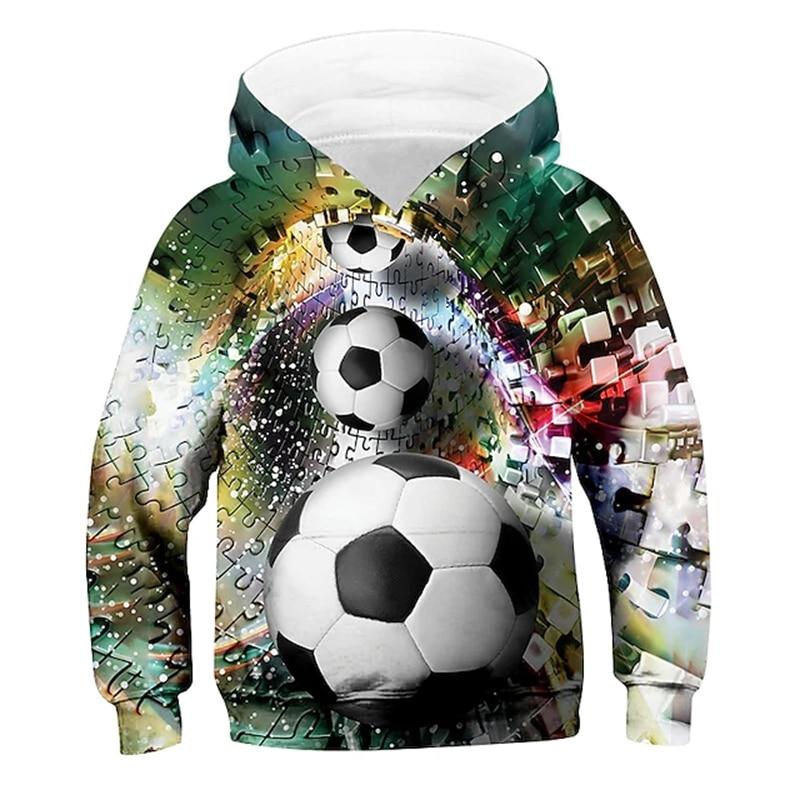 ETST WENDY 09 2023 Herfst Winter Kinderen Jongens Hoodie Lange mouw 3D Print Voetbal Meisjes Vrije tijd Sweatshirt Dagelijks Actieve mode Streetwear Sport 130