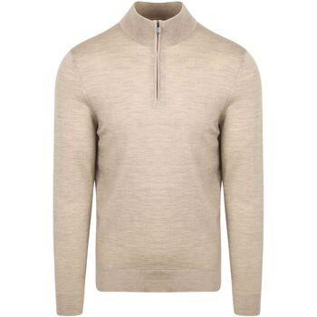 Suitable Sweater  Merino Half Zip Trui Sand