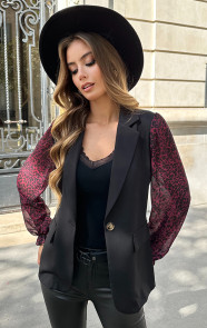 Jurkjes Blazer Panterprint Mouwen Olivia Burgundy