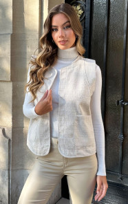 Jurkjes Textured Lurex Gilet Beige