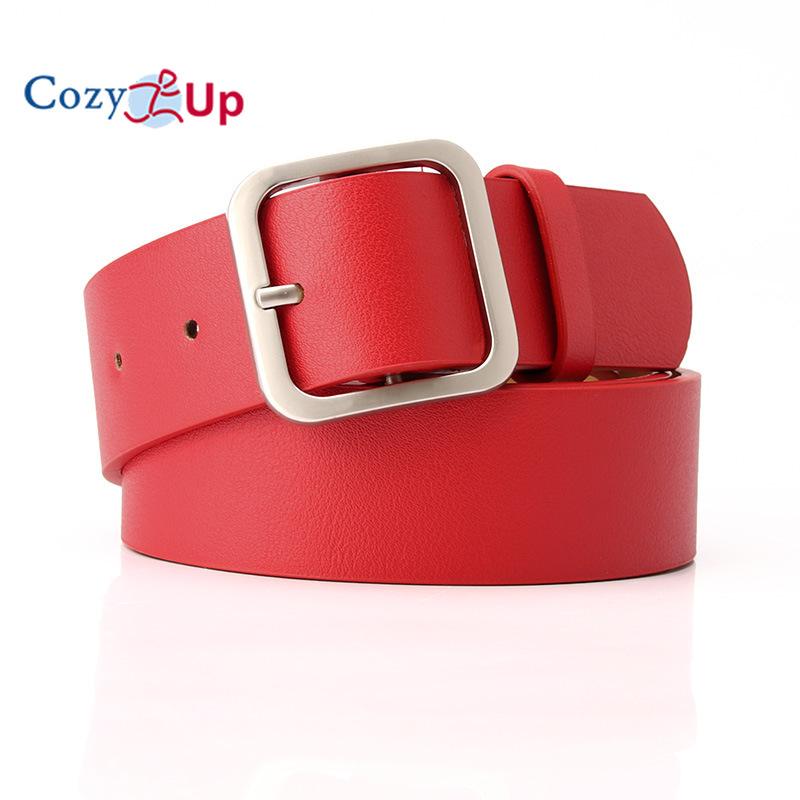 Cozy Up Damesriem Retro Eenvoudige All-Match Vierkante Gesp PU Leren Riem 105*3.5cm