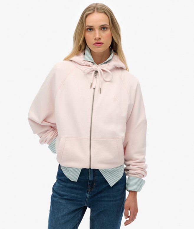 Superdry Studios Hoodie met Rits en Relaxte Pasvorm Pink