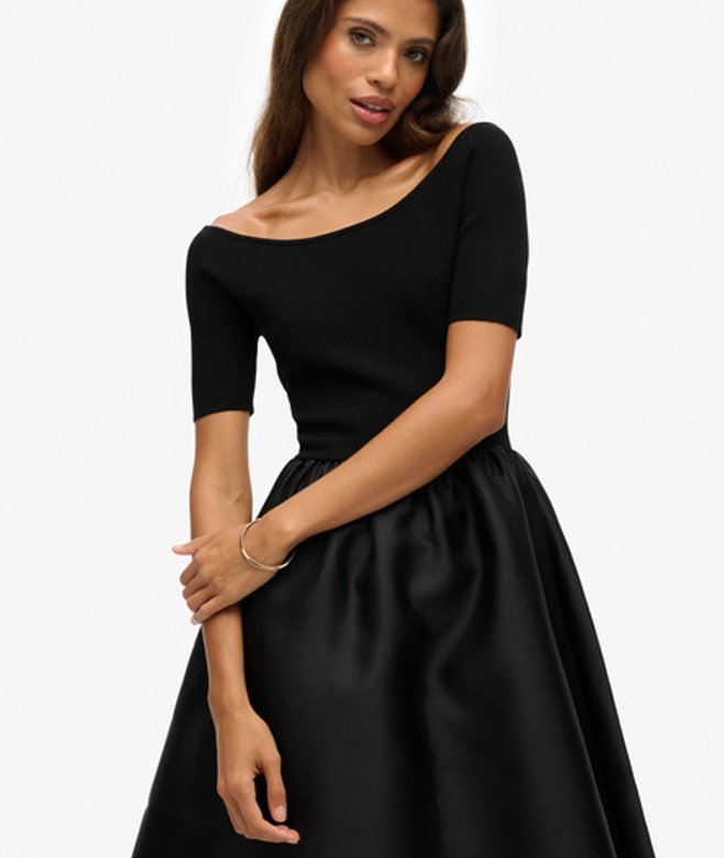 Superdry Geweven Mix Midi-jurk Black