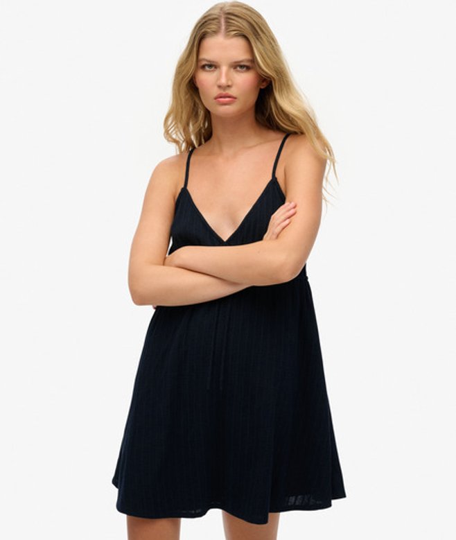 Superdry Geweven Cami Mini-jurk met Textuur Blauw
