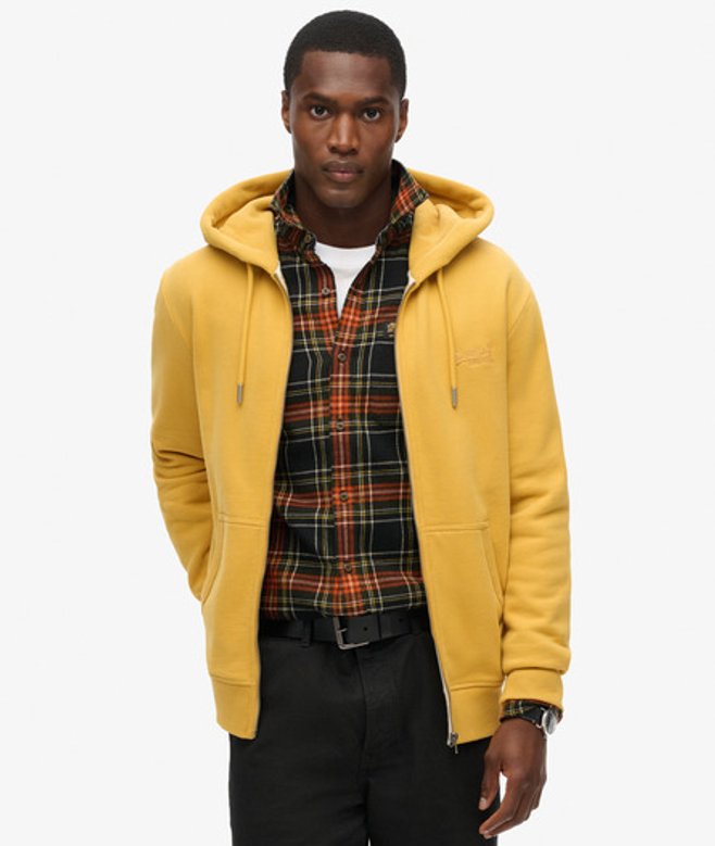 Superdry Essential Logo Hoodie met Rits Geel