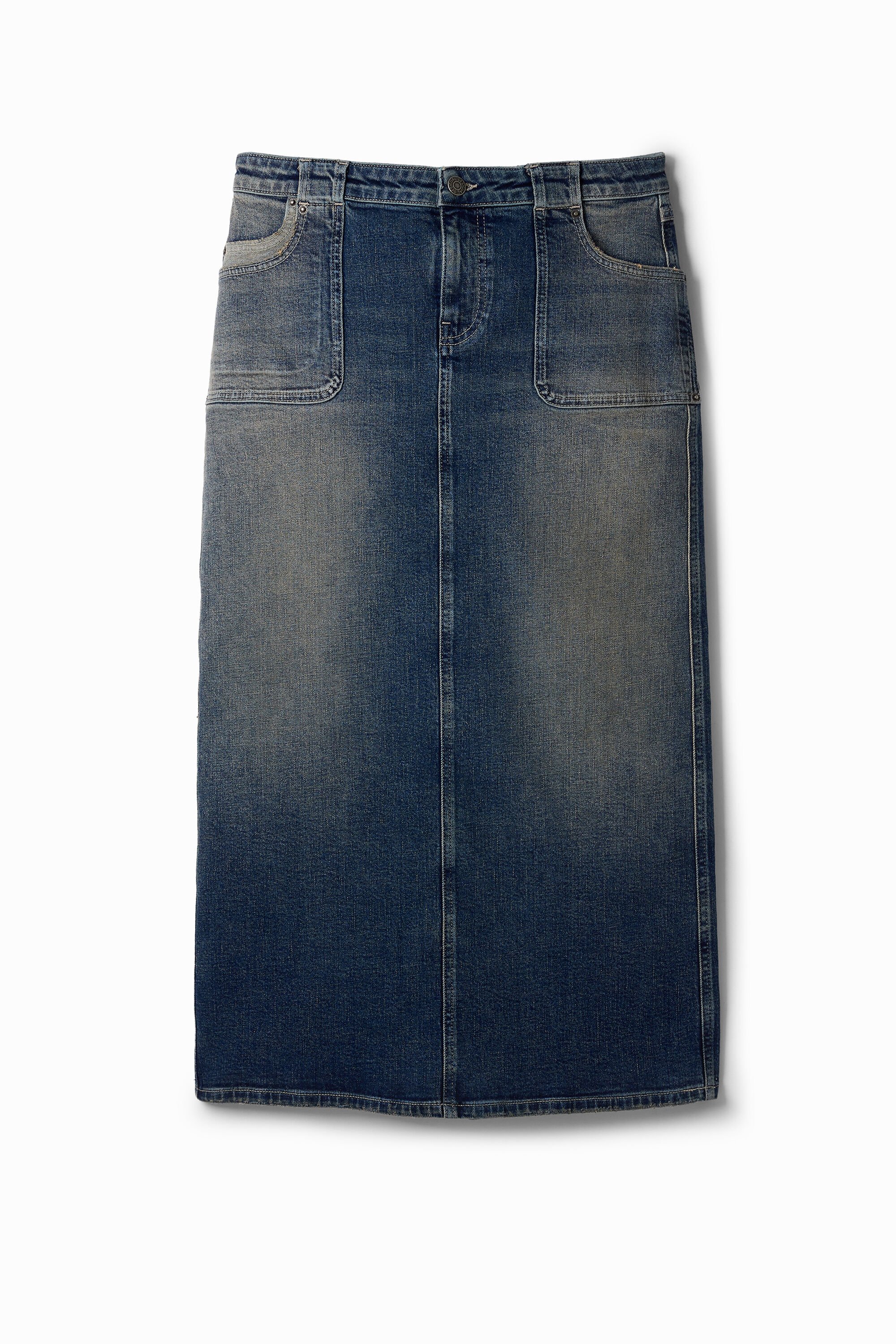 Desigual Denim midi rok - BLUE