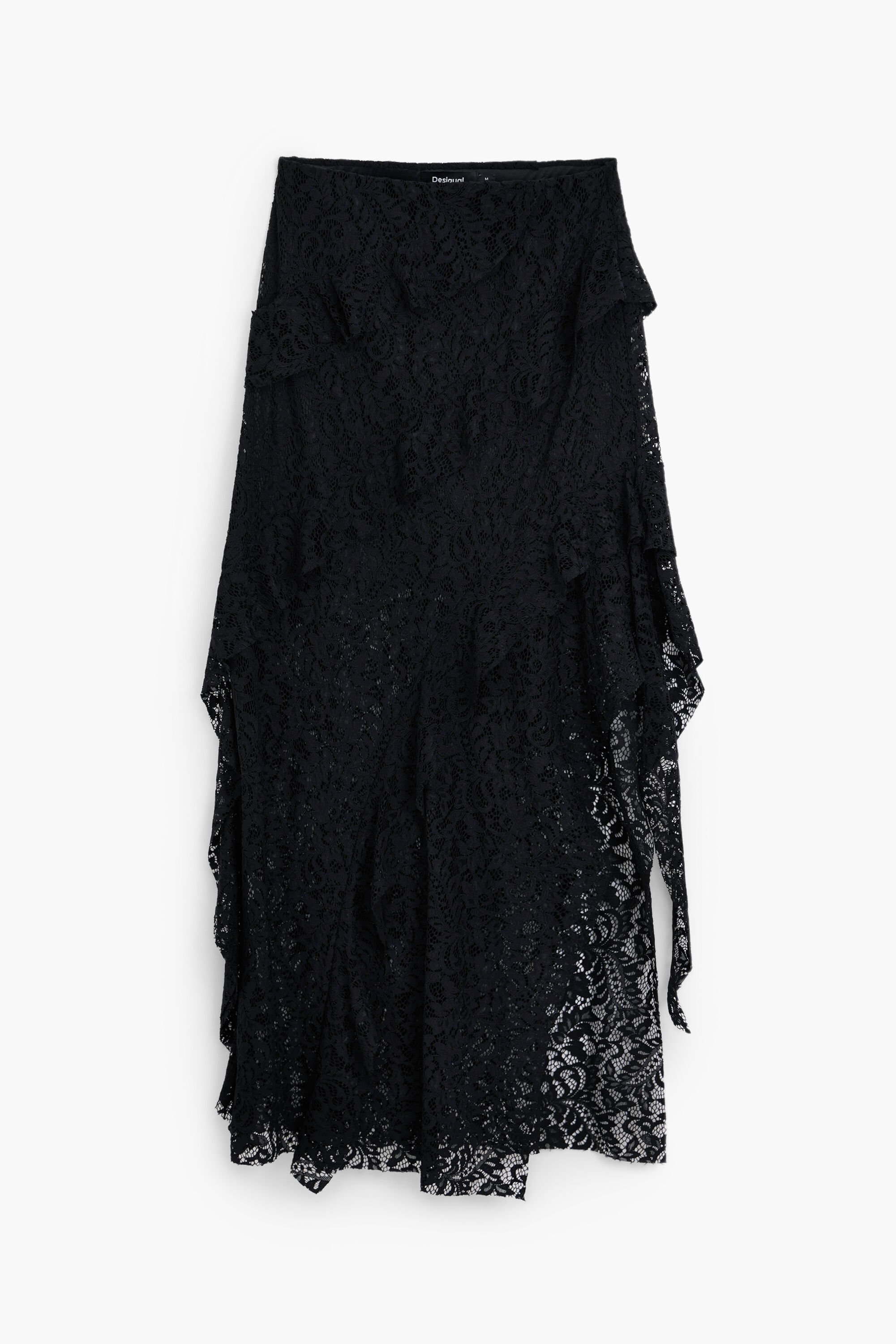 Desigual Kokerrok van kant - BLACK