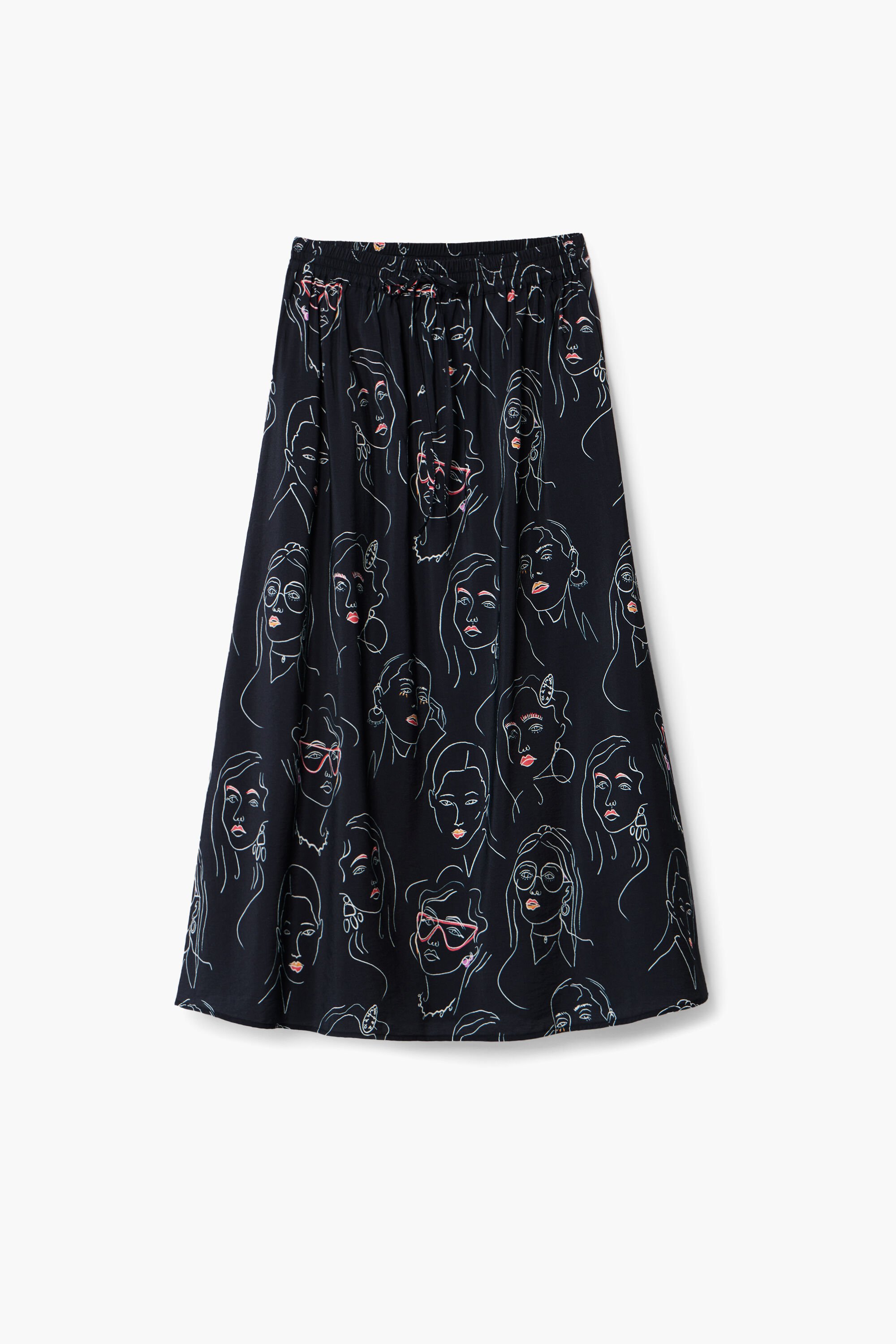 Desigual Lange rok gezichten - BLACK