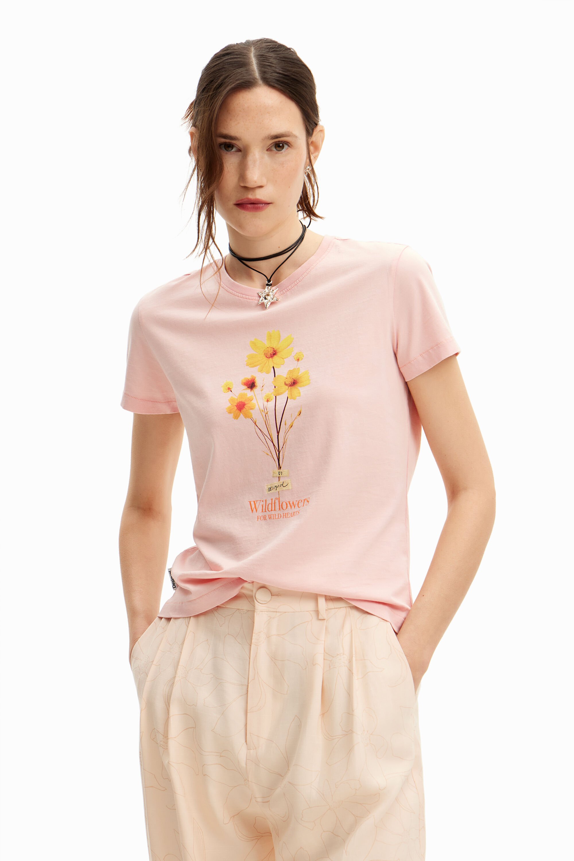 Desigual T-shirt met madeliefjesillustratie - RED