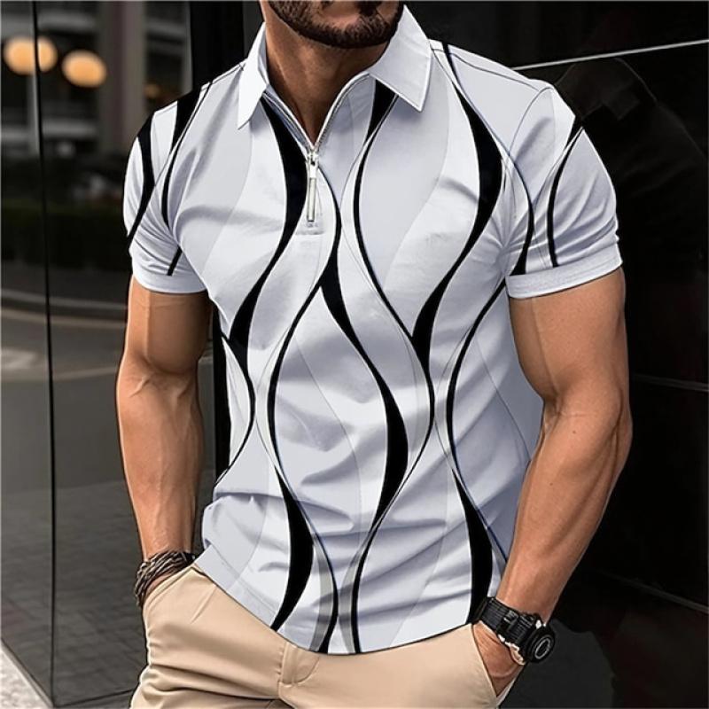 Haojun Klassiek patroon bedrukt modieus poloshirt, 2023 zomer nieuw herenpoloshirt met reversrits. L