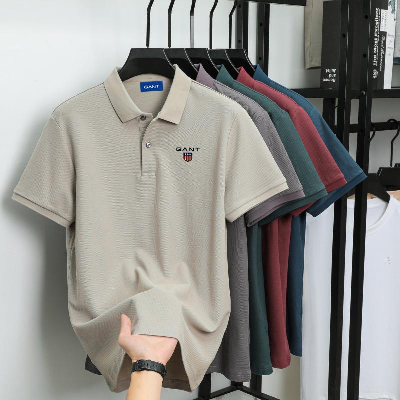 Gant Summer Men's New Embroidered Solid Color Mercerized Cotton Loose Moisture Wicking and Quick Drying Casual Polo Shirt M