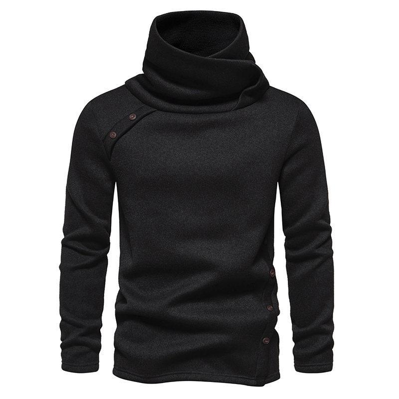Baifenbai Clothing American Knitted Sweater Men's Autumn and Winter Sweater Solid Color Pile Collar Men's Sweater Bottoming Shirt L