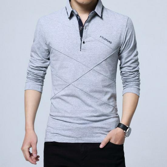 AI Supermarket Heren poloshirt met lange mouwen en strepen - Zachte herfst-/wintertop without velvet; M