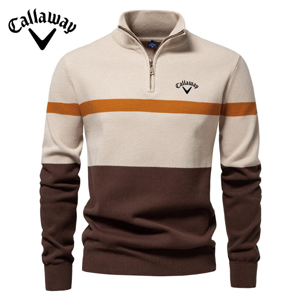 Callaway 2025 Herfst/Winter Geborduurde Nieuwe Grote Opstaande Kraag Heren Trui Halve Rits Kleurblok Gebreide Trui Kwaliteit Herenkleding L