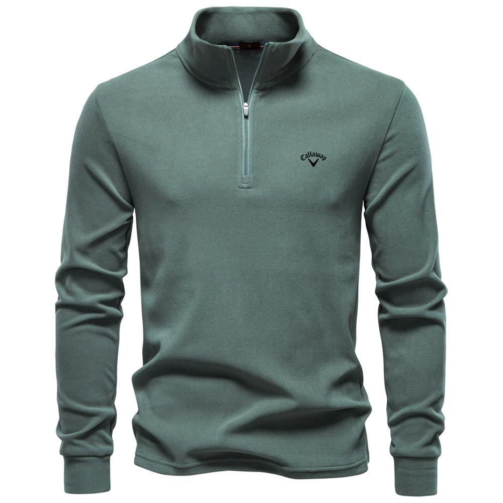 Callaway 2025 Autumn/Winter Embroidered New Large Men's Stand Up Collar Half Zipper Long Sleeve German Velvet Warm Base Sweater M