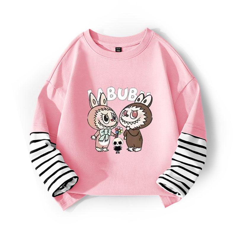 Molia Spring and Autumn Girls' labubu casual base shirt Children's top 130
