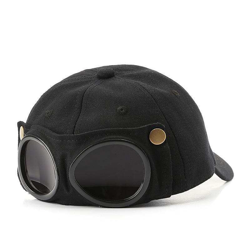 Xiao Xiao Fashion Zone Casual Heren en Dames hoed Mode Katoenen Piloten hoed met Zonnebril hoed Sport hoed Brillen Pet one average size zwart