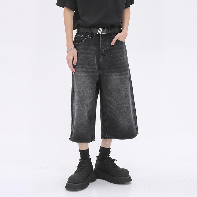 LAOHU Lente Zomer Retro Y2k Baggy Jorts Dames Heren Lage Taille Cropped Jeans Acubi Distressed Frayed Denim Casual Wijde Broeken Mode L