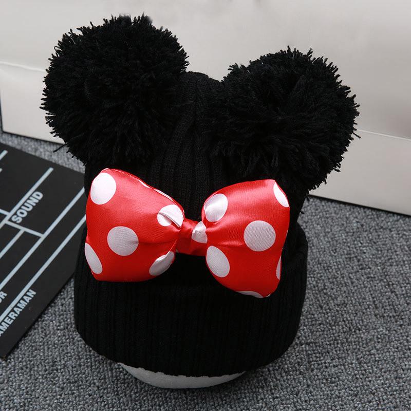 I LOVE DAD Cartoon Grote Strik Babymuts met Twee Pompoms Kindermuts Winter Herfst Gebreide Warme Gehaakte Mutsen