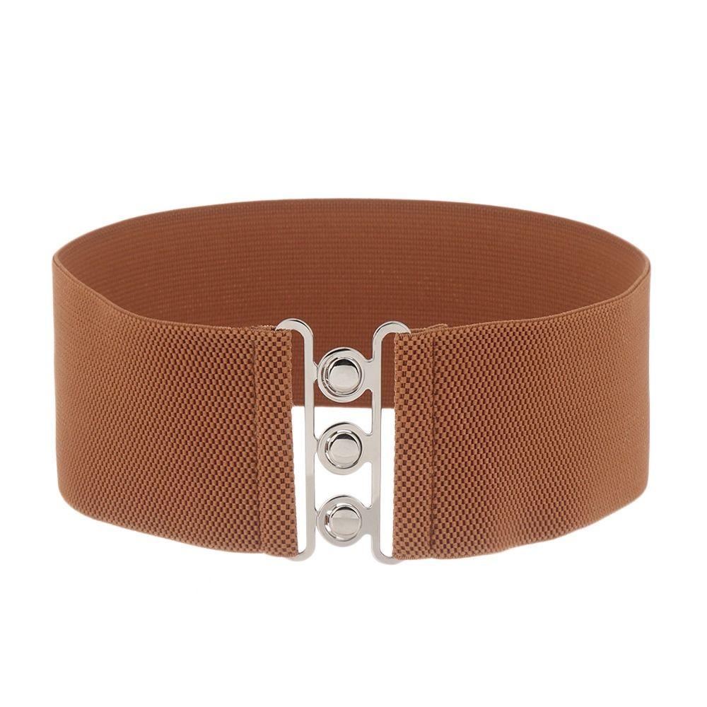 Lebucang Vrouwen Casual Cinch Brede Elastische Riem Jurk Cummerband Tailleband Metalen Gesp Tailleband