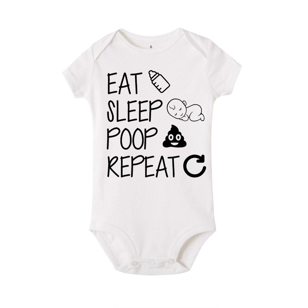 Jiangkao pasgeboren baby grappige rompertjes zomer babyjongen meisje jumpsuit bodysuit outfits baby korte mouw jongens meisjes 24M wit