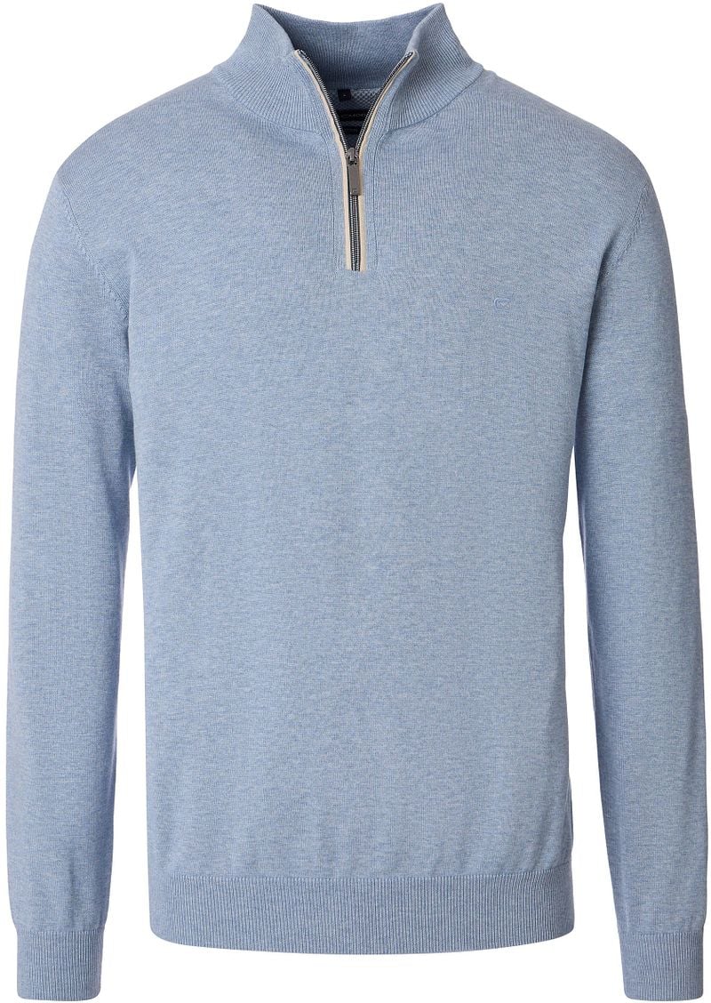 Casa Moda Halfzip Trui Solid Lichtblauw
