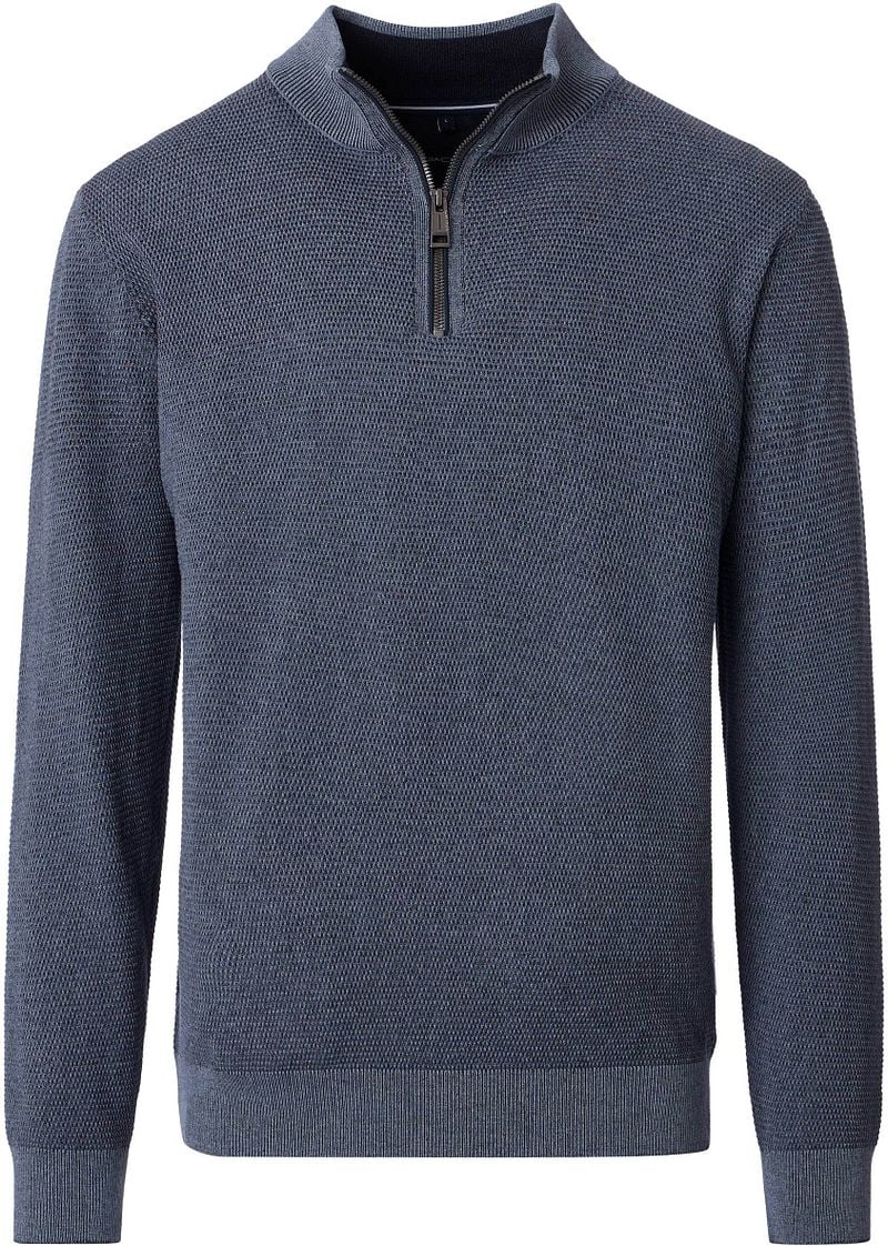 Casa Moda Halfzip Trui Structure Blauw
