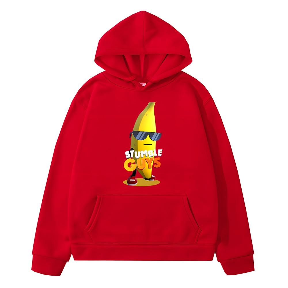Rice grain childrens clothing factory direct sales Stumble Guys Kinderen Hoodies Cartoon Banaan Anime hoodie Casual Fleece Sweatshirt y2k sudadera kinderkleding meisje jongen kleding 130 rood
