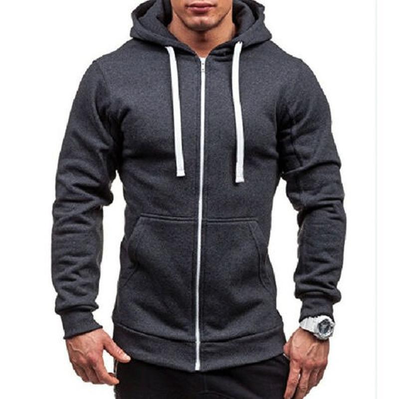 Adamm Herenjack met capuchon, slim fit, effen rits, hoodies, trui, tops, winter L