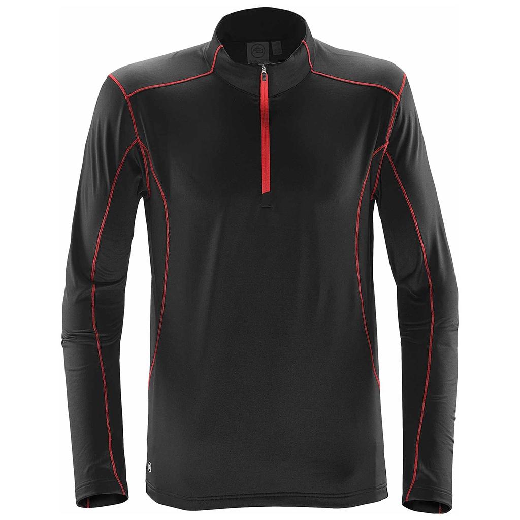 Stormtech Fleece-top voor heren met pulse-ritssluiting S zwart/licht rode oker kleur