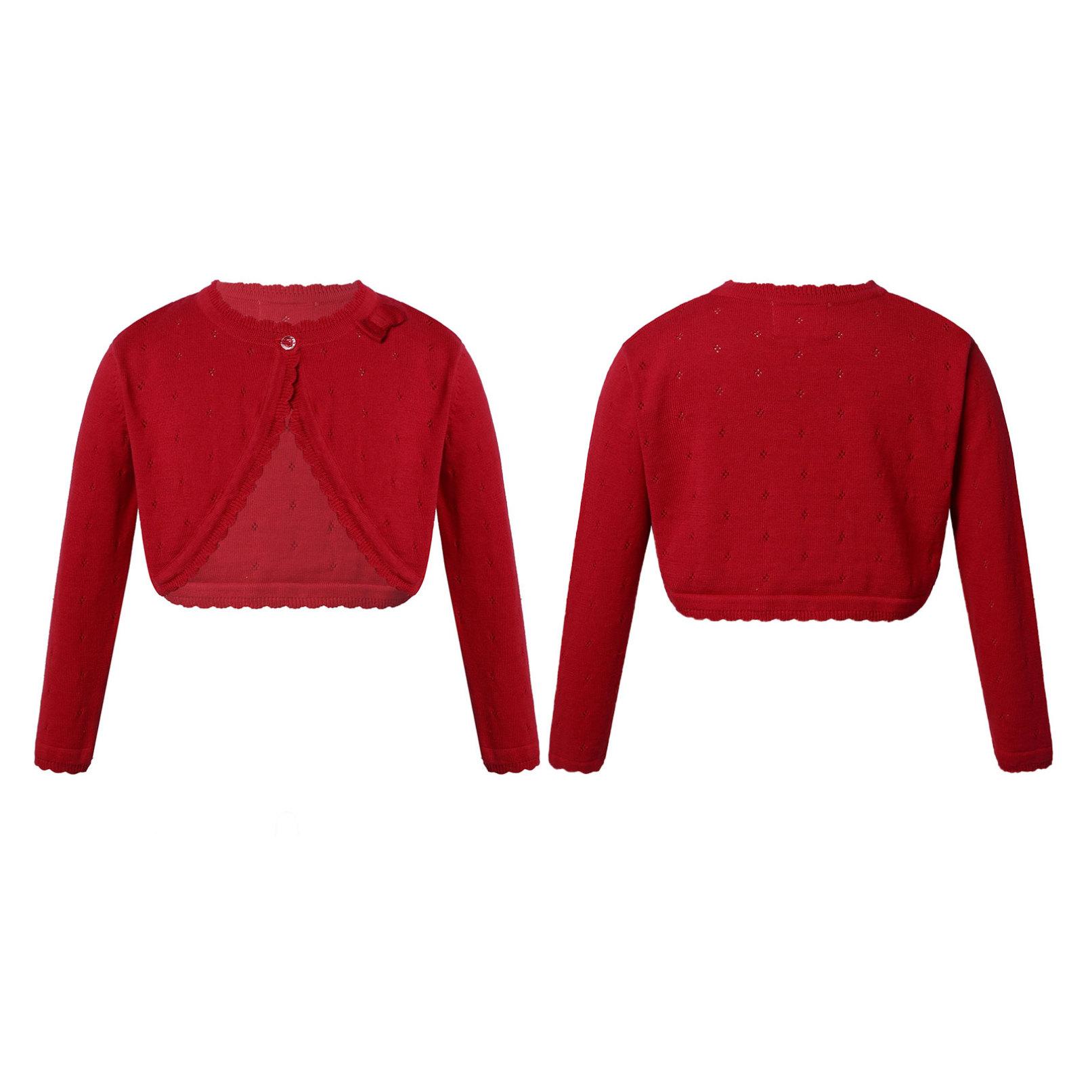 Daenrui Kinderen Meisjes Lange Mouw Gebreide Strik Decor Cardigan Shrug Truien Feestjurk Jas 12-13 Years