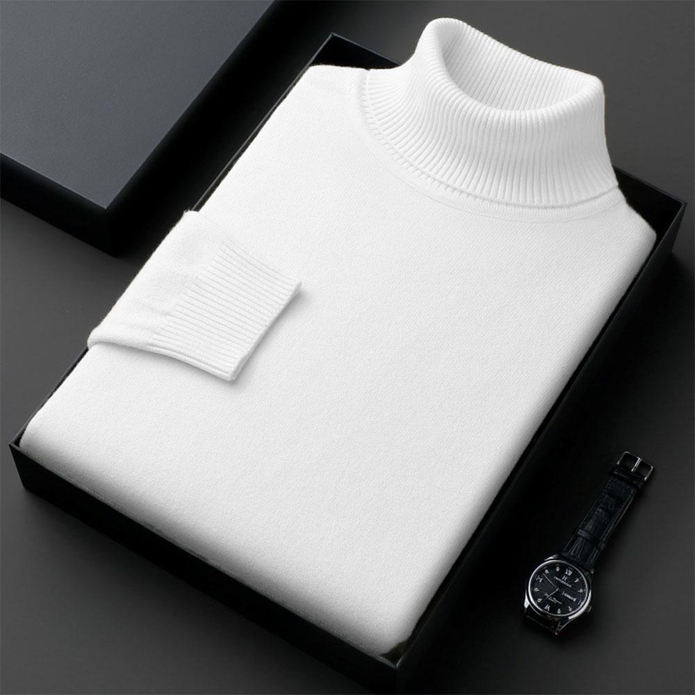 King Billion Truien voor heren Anti-pilling Breiwerk Coltrui Slim Fit Lange Mouw Trui Effen Kleur Herenkleding 4XL wit